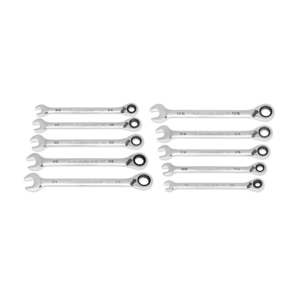 GEARWRENCH 10 Pc. 90-Tooth 12 Point SAE Reversible Ratcheting Wrench Set 86658 from GEARWRENCH