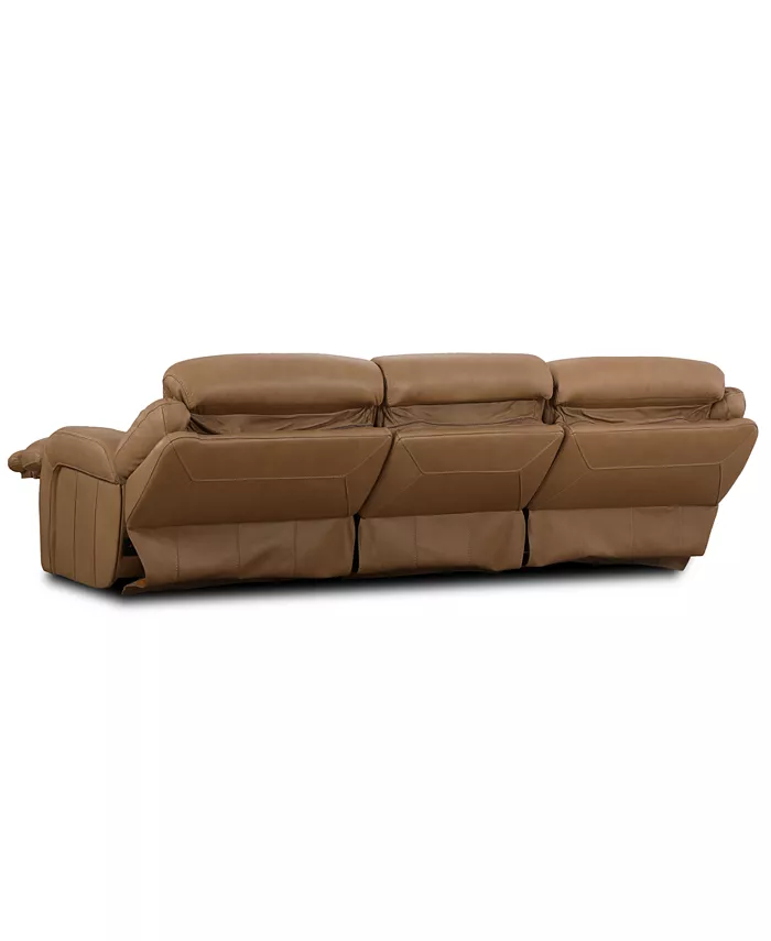 Furniture CLOSEOUT! Daventry 116 3-Pc. Leather Sectional Sofa With 3 Power Recliners Power Headrests And USB Power Outlet