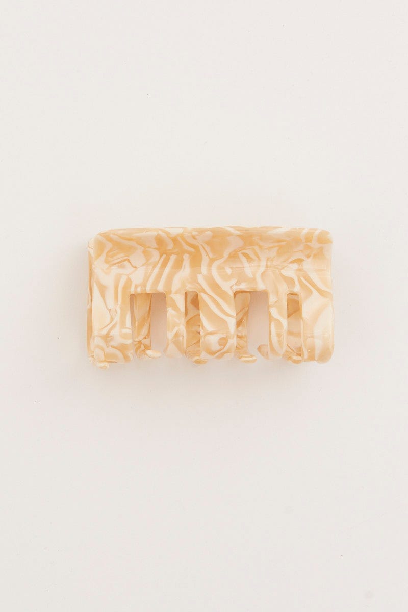 White Cream Marble Hair Claw