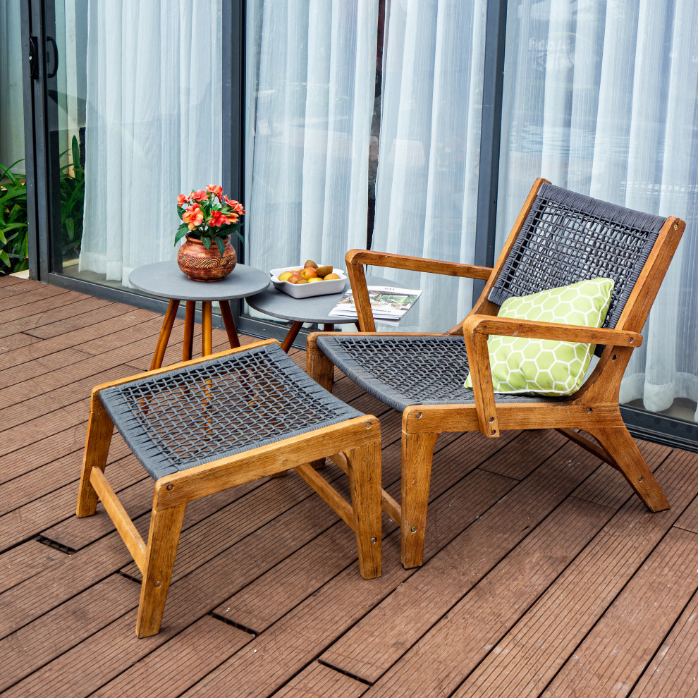 Twin Sevilla Rope Chair Set   Beach Style   Outdoor Lounge Chairs   by Made4Home  Houzz