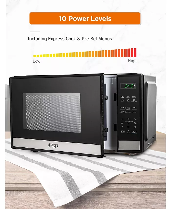 Commercial Chef 0.9 Cu. Ft. Counter Top Microwave Stainless Steel