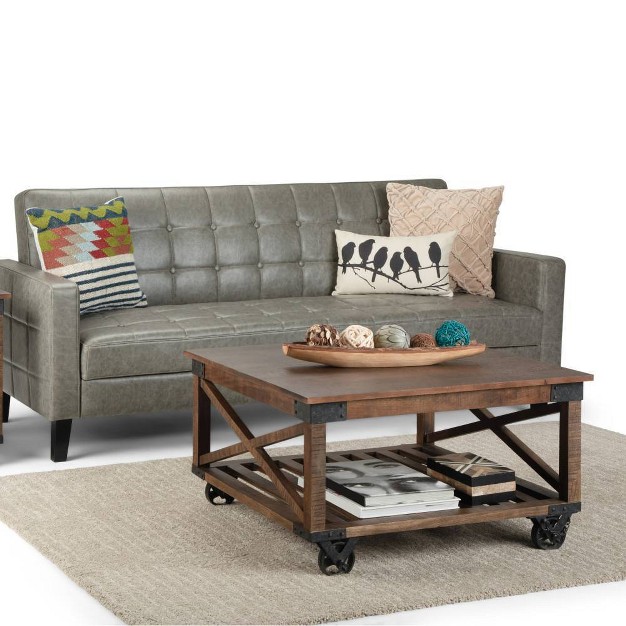 Barrie Square Coffee Table Distressed Dark Brown Wyndenhall