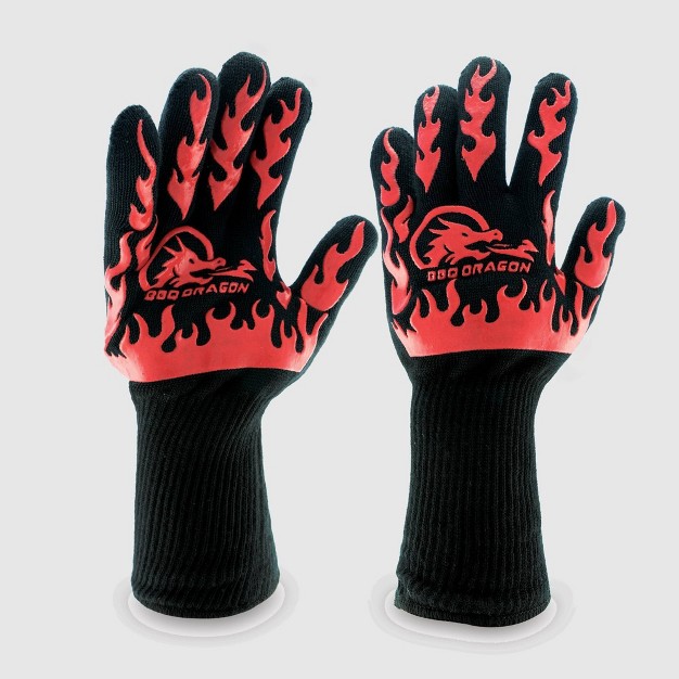 Bbq Extreme Heat Resistant Grill Gloves Black Bbq Dragon