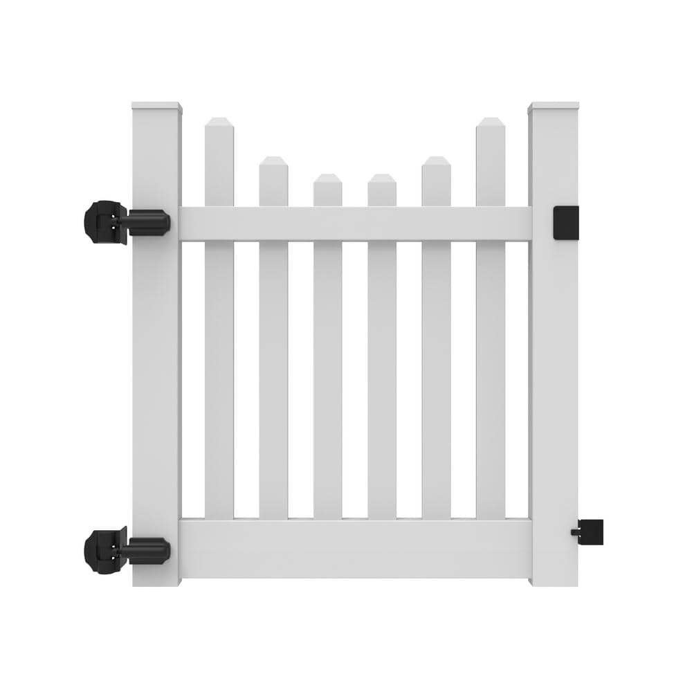 Barrette Outdoor Living Kettle Scallop 4 ft. W x 4 ft. H White Vinyl Un-Assembled Fence Gate 73014759