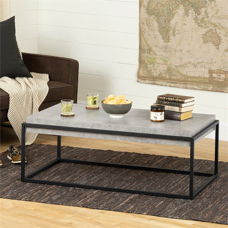 South Shore Mezzy 44 quotCoffee Table in Concrete Gray and Black   Industrial   Coffee Tables   by Homesquare  Houzz