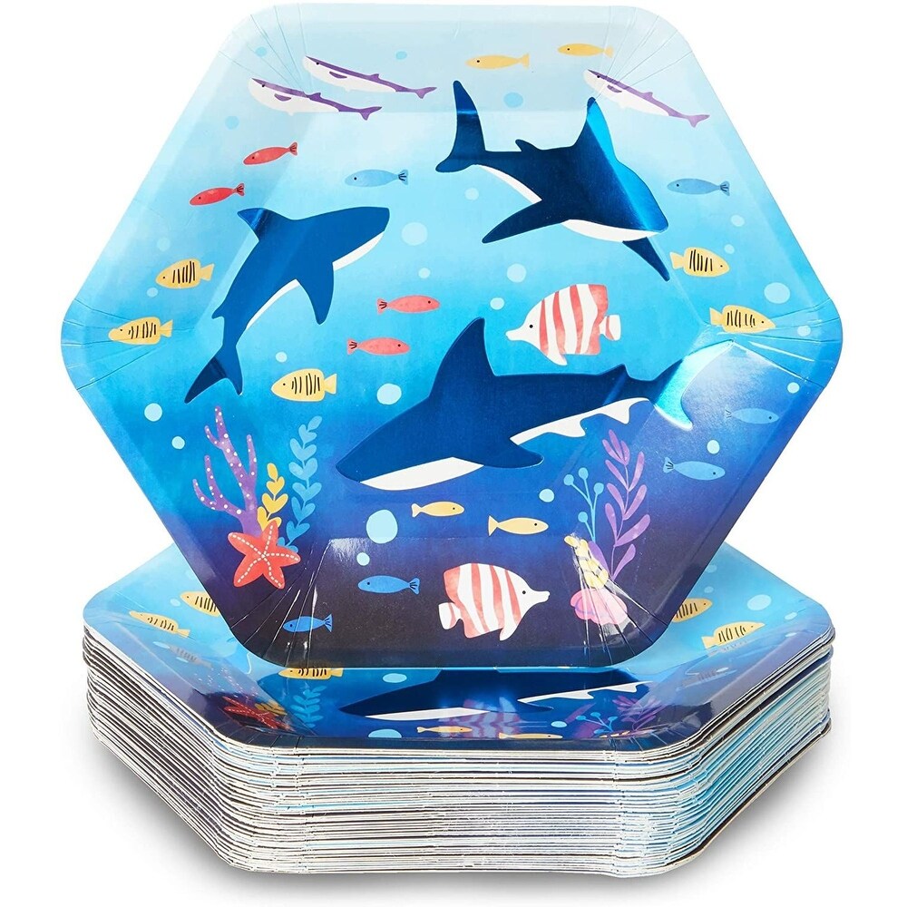 Shark Party Supplies  9 Inch Paper Plates (48 Pack)