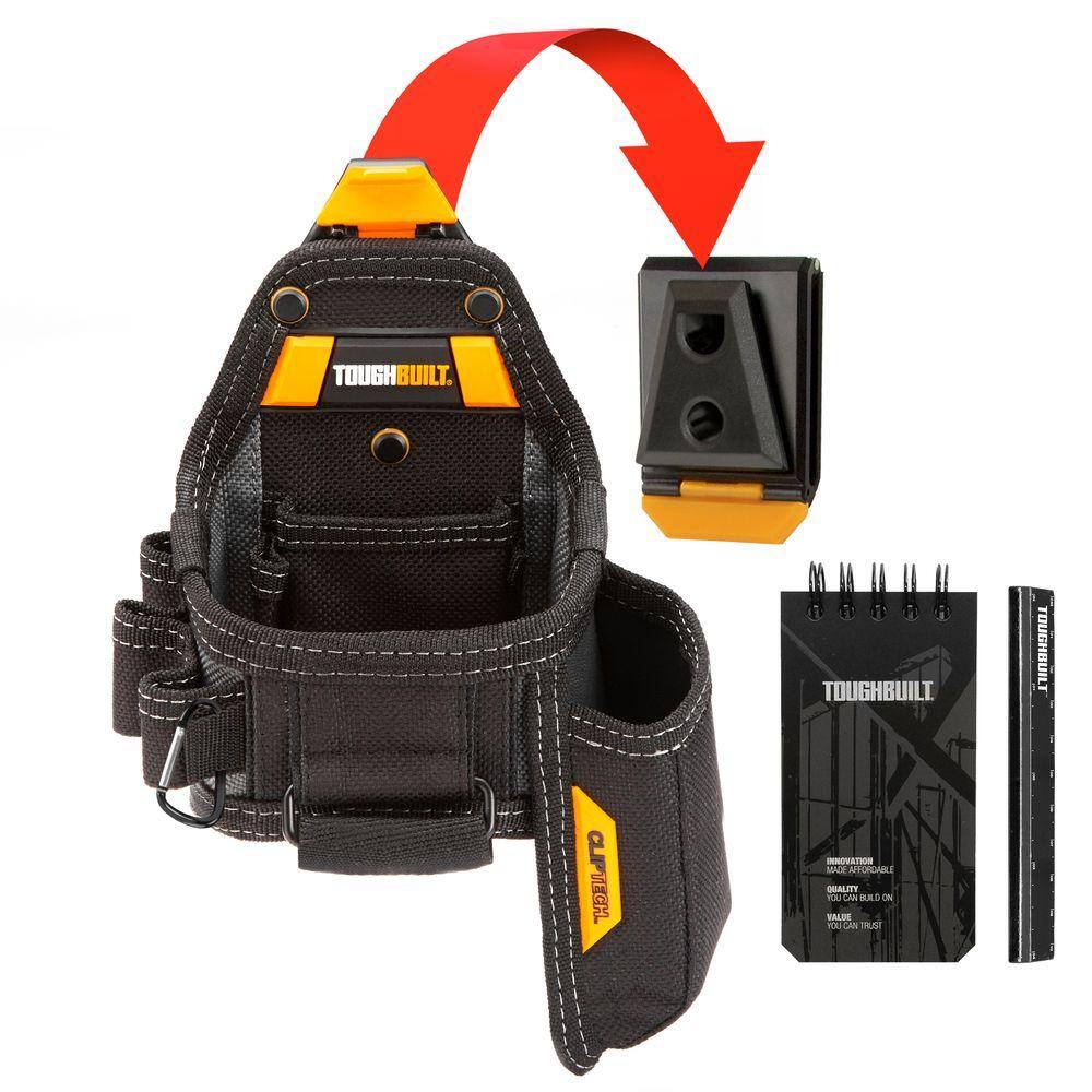 TOUGHBUILT 7-pocket Tape Measure and Utility Knife Pouch Black with ClipTech Hub notebook carpenter pencil and carabiner loop TB-CT-25X