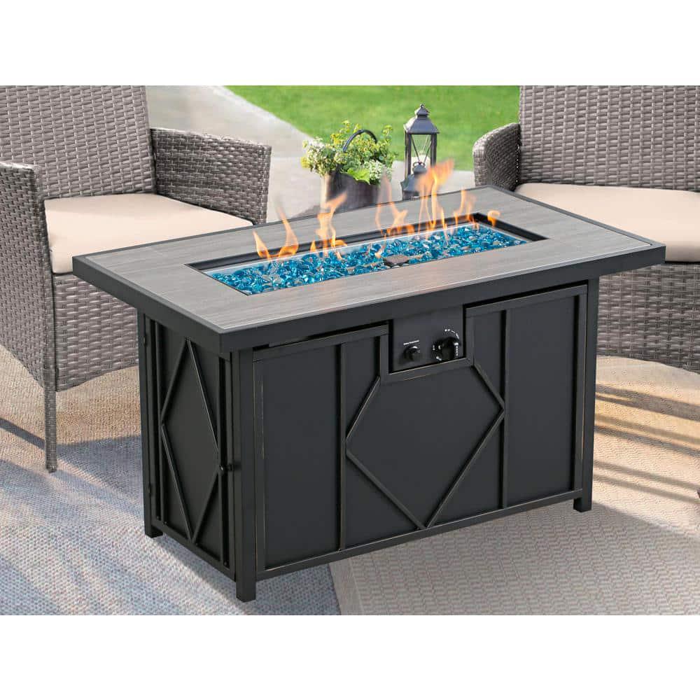 HeatMaxx 42 in 60000BTU Fire Pit Propane Gas Fire Pit Table Rectangular Tabletop