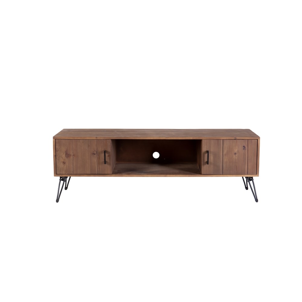 Solid Wood TV Stand TV Console Table with Storage Cabinet and Shelf  Industrial Entertainment Center for Living Room