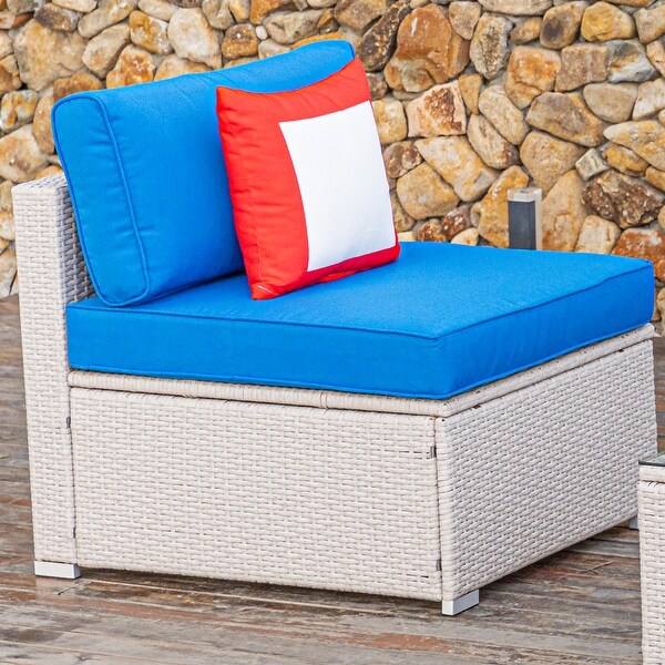 COSIEST PE Wicker Outdoor Armless Chair with Pillow