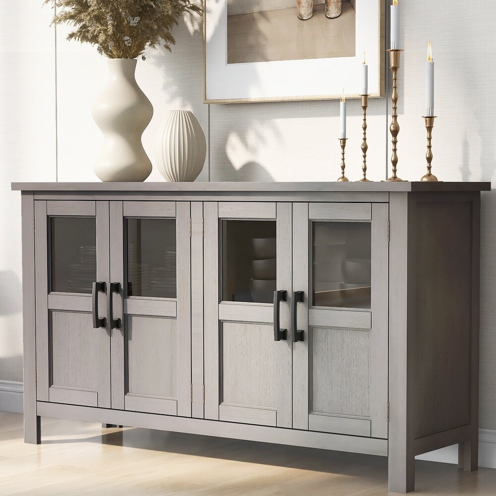 Featured Four door Storage Cabinet with Adjustable Shelf and Metal Handles