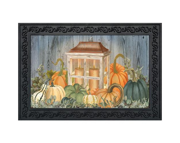 Briarwood Lane Autumn x27 s Glow Lantern Primitive Doormat Fall Pumpk