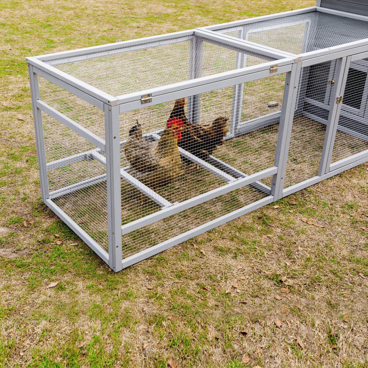 Coziwow Wooden Outdoor Chicken Coop w/ Run and Nesting Box Small Pet Habitats