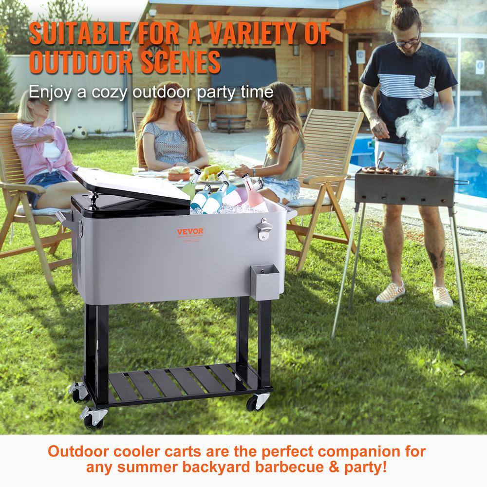 VEVOR Rolling Ice Chest Cooler Cart 80 qt. Portable Bar Drink Cooler Beverage Bar Stand Up Cooler FMPTHWLQTCK80JFAVV0