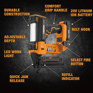 Freeman 20-Volt Cordless 2-in-1 18-Gauge NailerStapler Kit with Fasteners (400-Count) - 1400 Shots per Charge PE20V2118G2