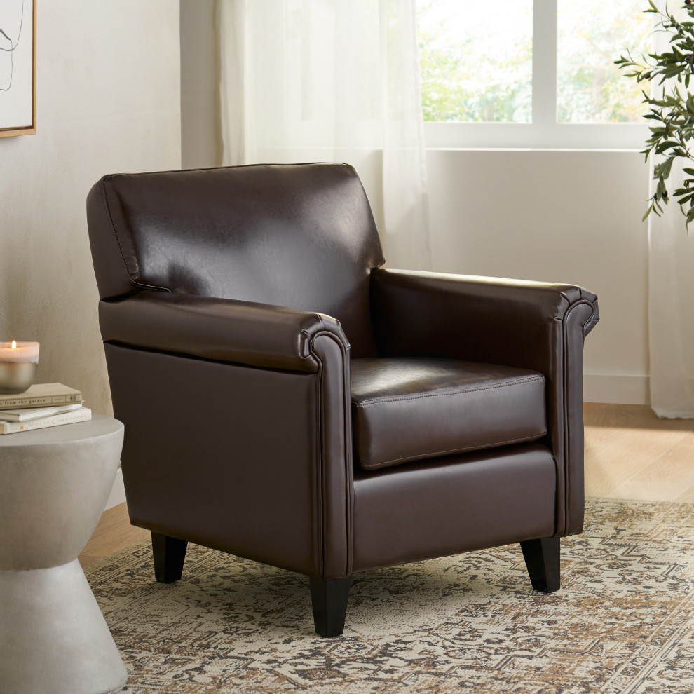 GDF Studio Bristol Leather Club Chair   Transitional   Armchairs And Accent Chairs   by GDFStudio  Houzz