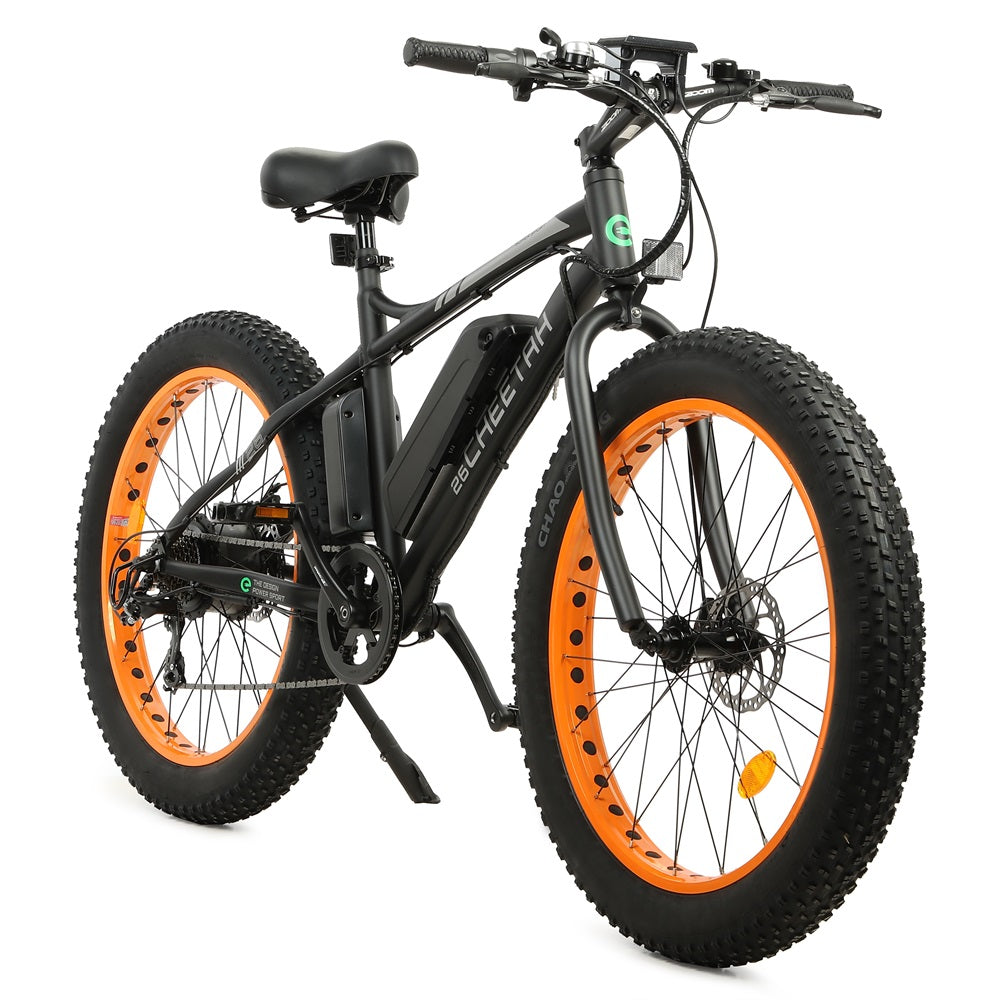 Ecotric Cheetah All Terrain Anti-Skid Fat Tire Beach Snow Electric Bike w/ 500W Brushless Motor For Long Lifespan, Dual Disk Brakes For Safety and Powerful Braking