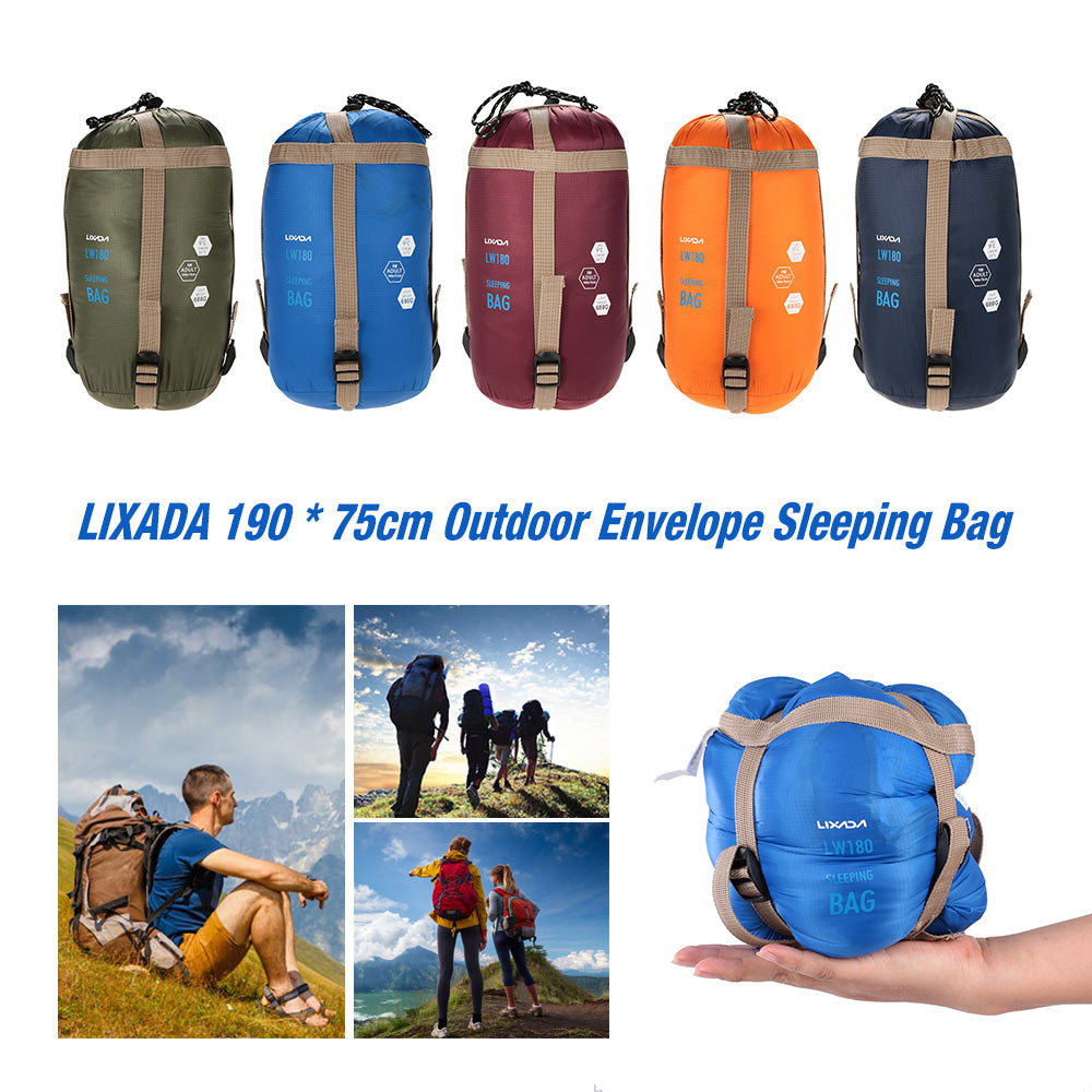 Lixada 190 * 75cm Outdoor Envelope Sleeping Bag Camping Travel Hiking Multifunction Ultra-light 680g