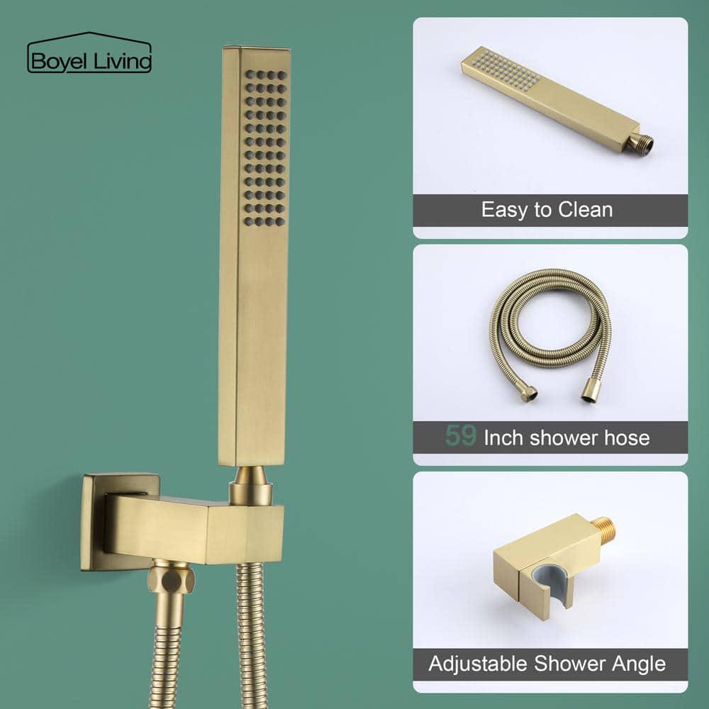 Boyel Living Wall Mount SingleHandle 1Spray Tub and Shower Faucet in Brushed Gold  10 Inch