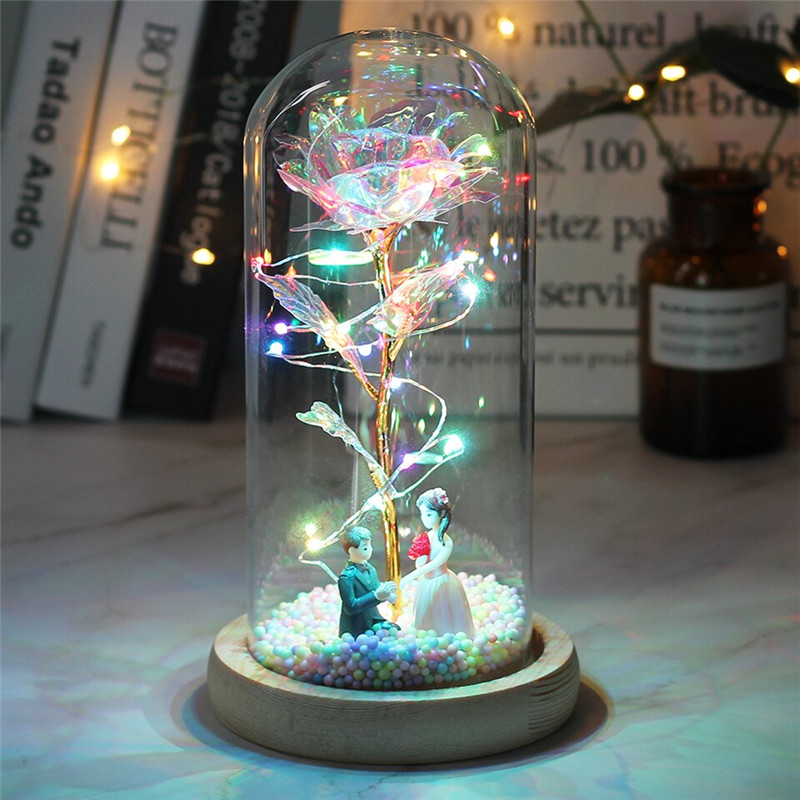 Galaxy Rose Led Fairy Lamp |  Rose Gold Flower |Galaxy Rose Glass