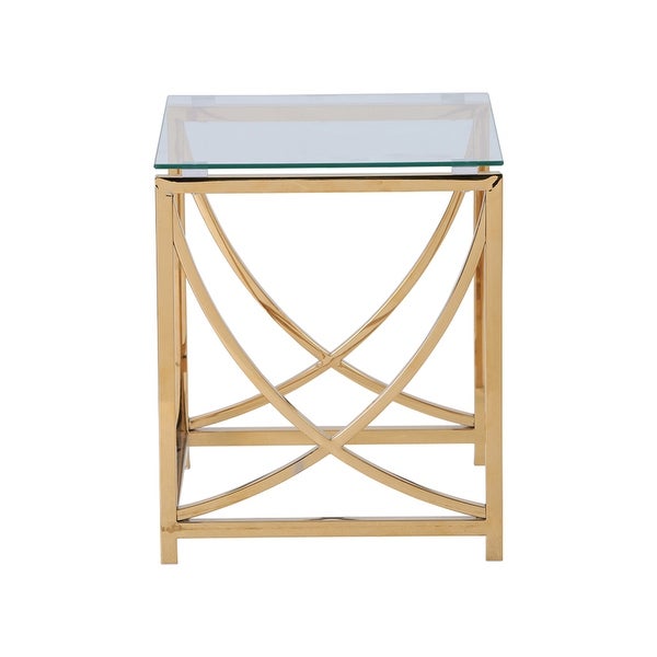 3 Pieces Gold Square Nesting Glass End Tables