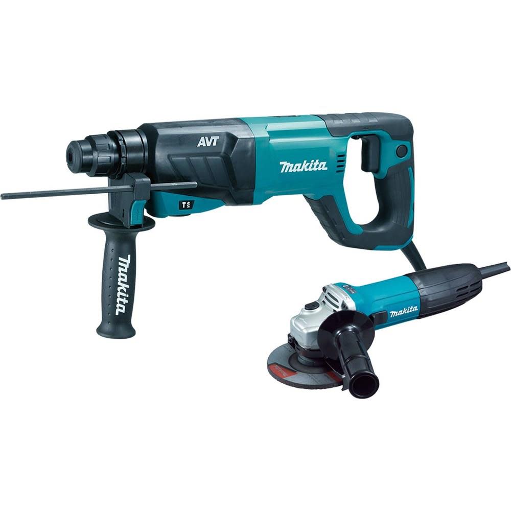 Makita 1In AVT SDS+ Rotary Hammer and 4-1/2In Angle Grinder Package HR2641X1 from Makita