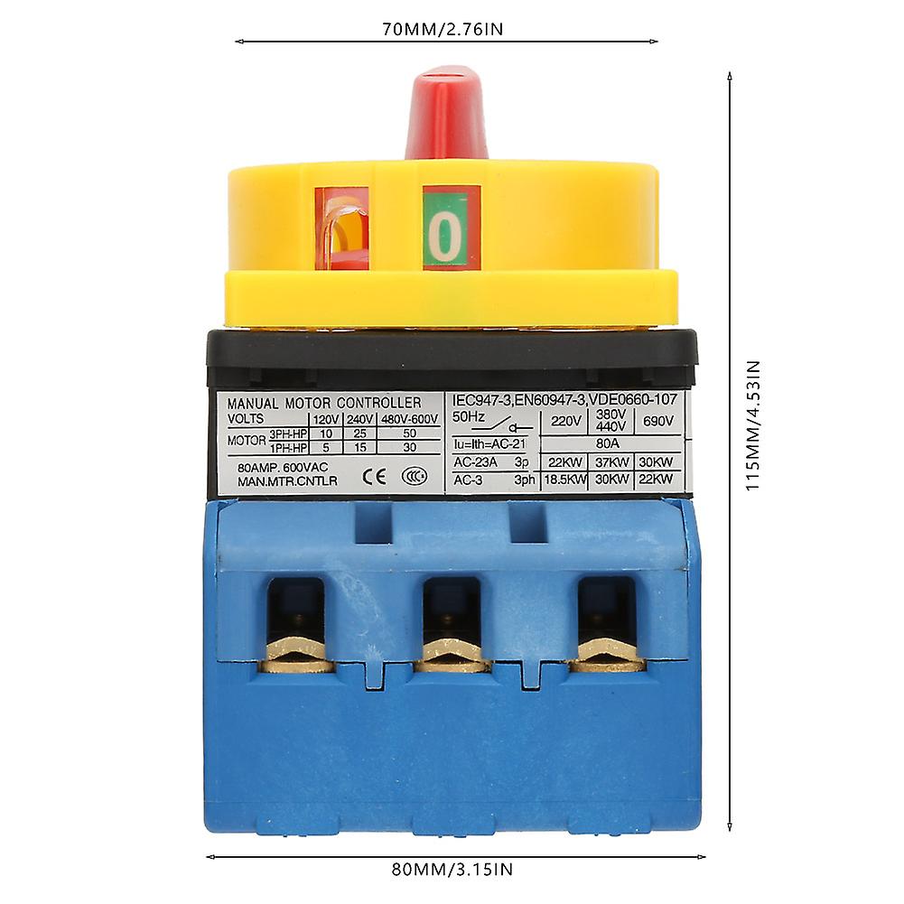 80a/100a Load Circuit Breaker Switch 3-pole 2-position Rotary Cam On Off Power Switch (80a)