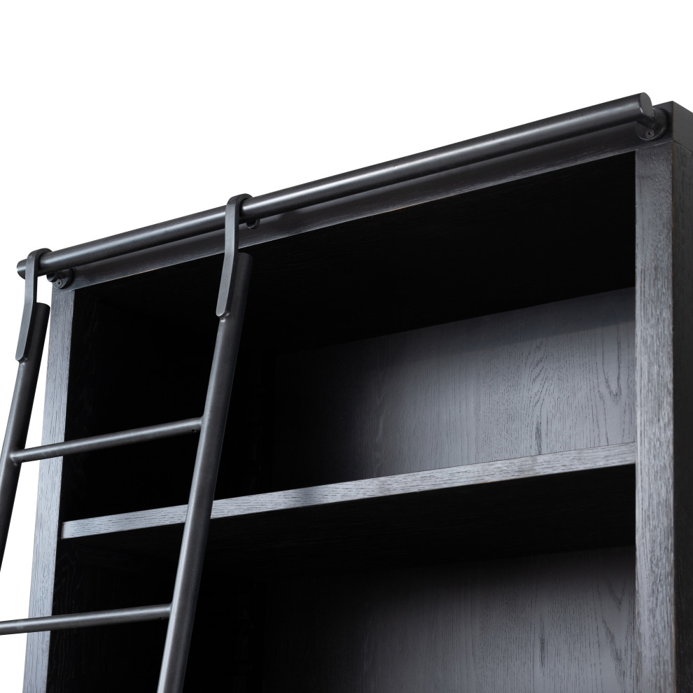 Admont Bookcase And Ladder Worn Blk   Transitional   Bookcases   by Zin Home  Houzz