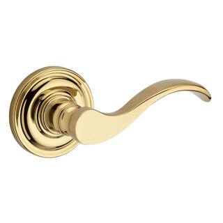 Baldwin Reserve Curve Lifetime Polished Brass BedBath Door Handle with Traditional Round Rose PVCURTRR003