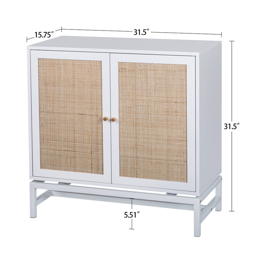 Natural Rattan Accent Storage Cabinet with Adjustable Inner Shelf   32\