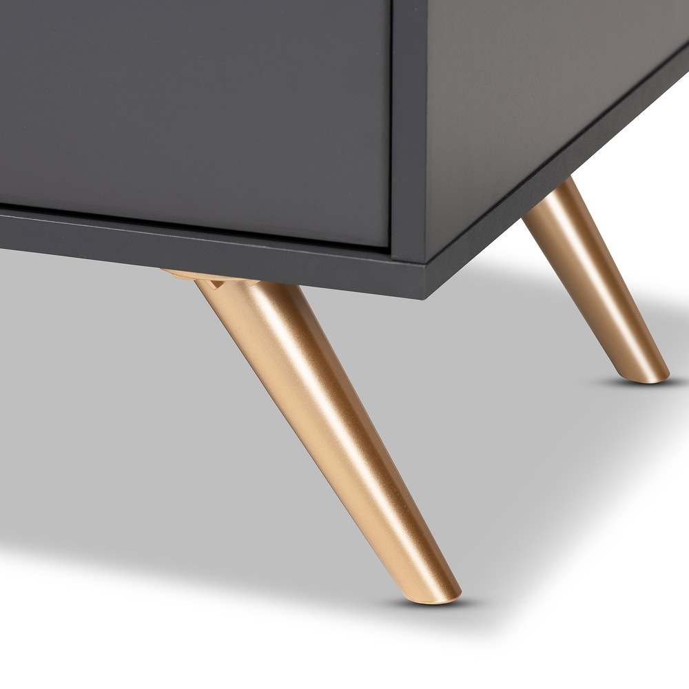 Kelson Modern Dark Grey and Gold Finished Wood TV Stand