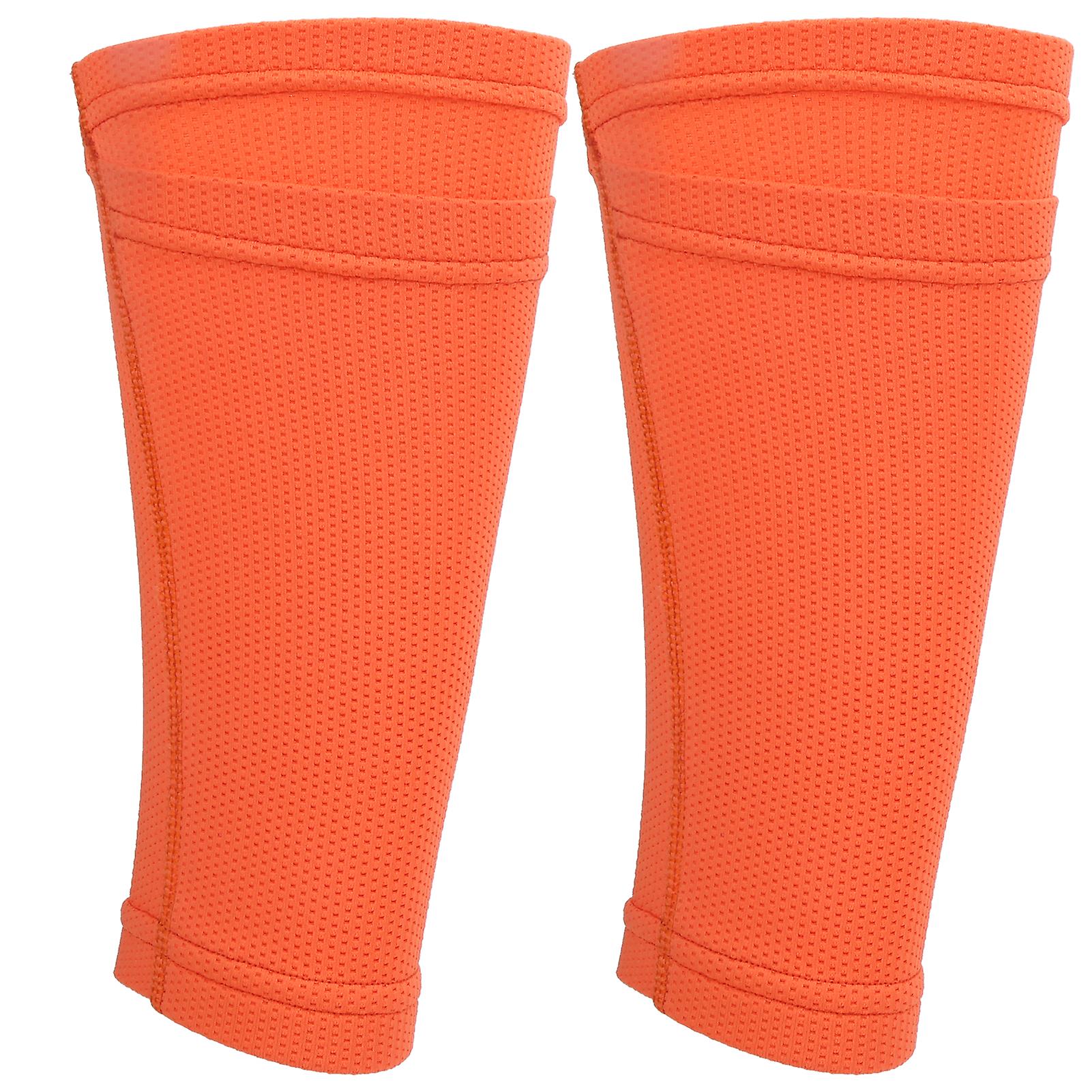 1 Pair Soccer Shin Guard Socks Double Layer Shin Pad Sleeves For Football Training Orangeyouth / M