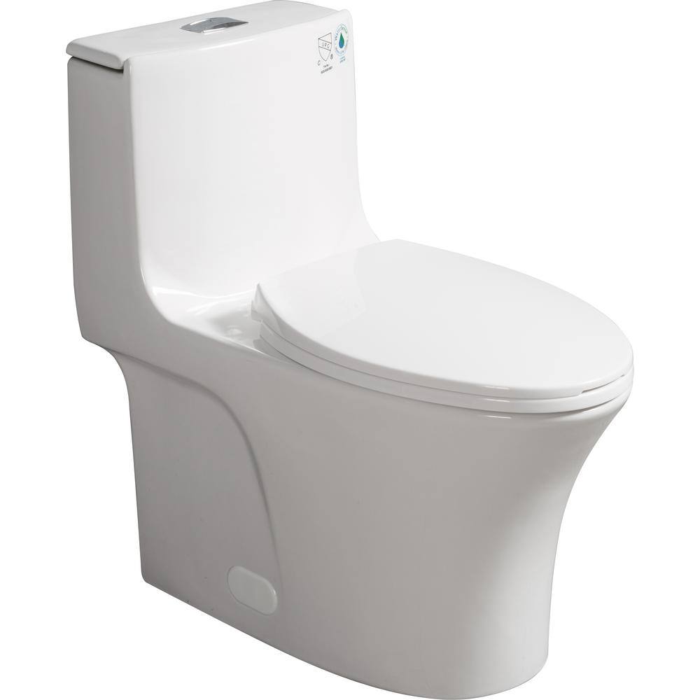 HOMEMYSTIQUE One-Piece 1.11.6 GPF Dual Flush Elongated Toilet in White Seat Included N-W1573101061