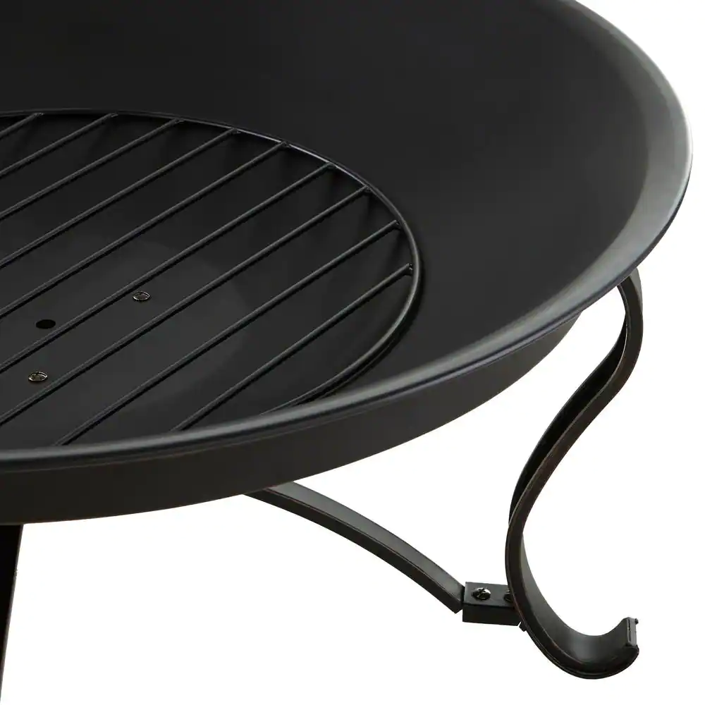 Hampton Bay OFW284R-HD Sadler 30 in. x 19 in. Round Steel Wood Burning Fire Pit in Rubbed Bronze