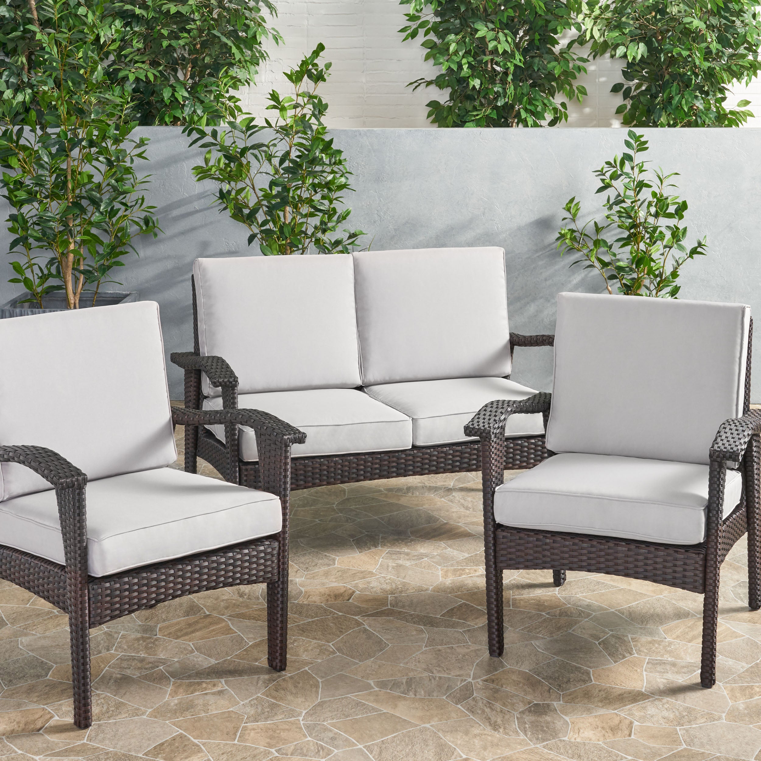 Atiyah Outdoor Water Resistant Fabric Loveseat and Club Chair Cushions