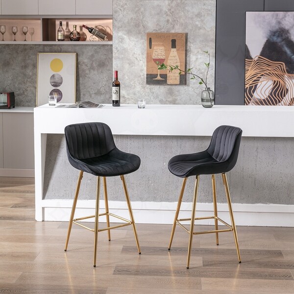 26 inch Set of 2 Bar Stools with Chrome Footrest