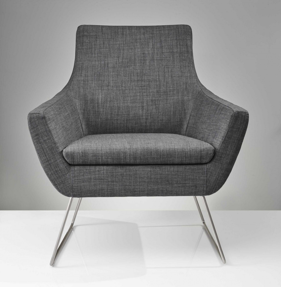 HomeRoots 33 quotX 30.5 quotX 37 quotGrey Brushed Steel Chair   Contemporary   Armchairs And Accent Chairs   by VirVentures  Houzz