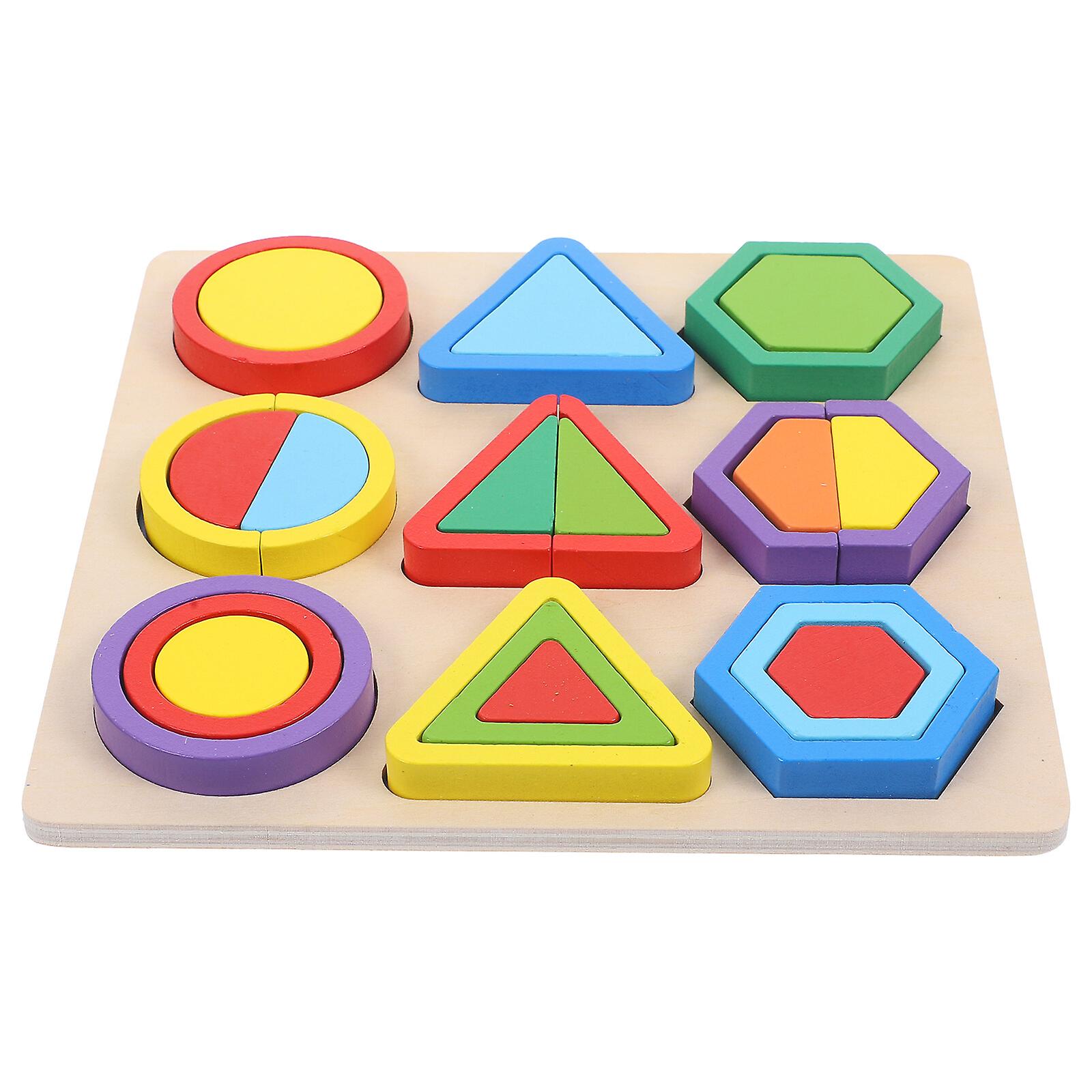 1 Set Geometry Shape Cognitive Toys Wood Building Blocks Kids Educational Toy