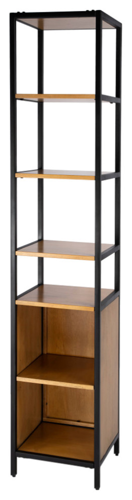 Hans Narrow Wood and Iron Open and Closed 84 quotEtagere Bookcase   Industrial   Bookcases   by HedgeApple  Houzz