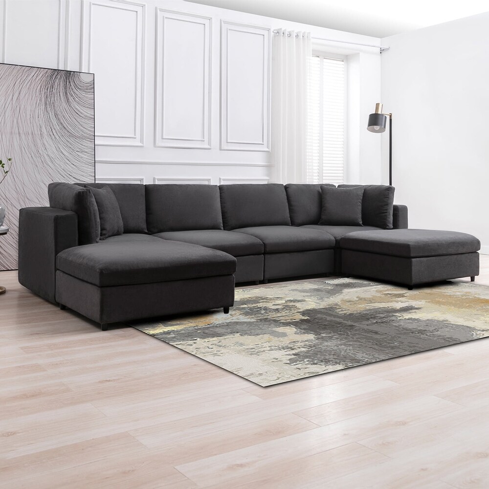 Mixoy Modern Convertible Sectional Sofa L/U Shaped Corner Sleeper Sofa Couch Modular Sectional Couches