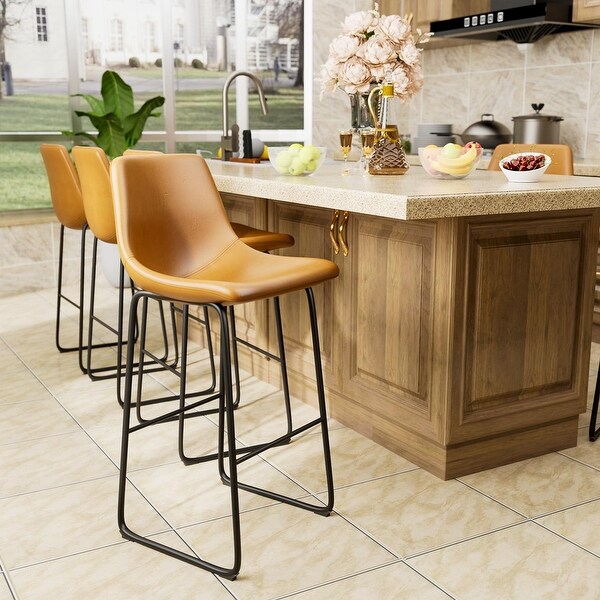 Furniwell 41.3 Inch High Faux Leather Counter Bar Stool， Set of 2