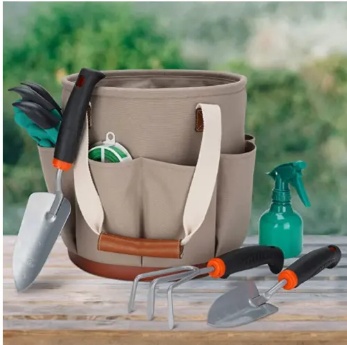 Garden Tool Set with 5 Gallon Organizer Bucket  Garden Hand Tools Tote Bag   Heavy Duty Garden Tools Kit and  Essentials kit