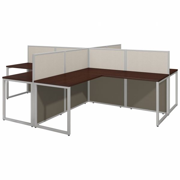 Bush Business Furniture Easy Office 60W 4 Person L Shaped Desk Open Office