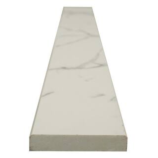 MSI Calacatta Nowy White Double Beveled 4 in. x 36 in. Polished Engineered Marble Threshold Tile Trim THD2CALNOW4X36