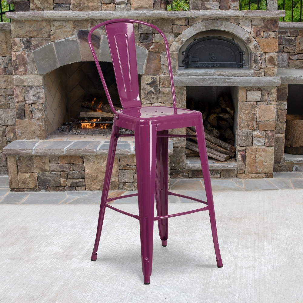 30'' High Metal Indoor Outdoor Barstool with Back   18\