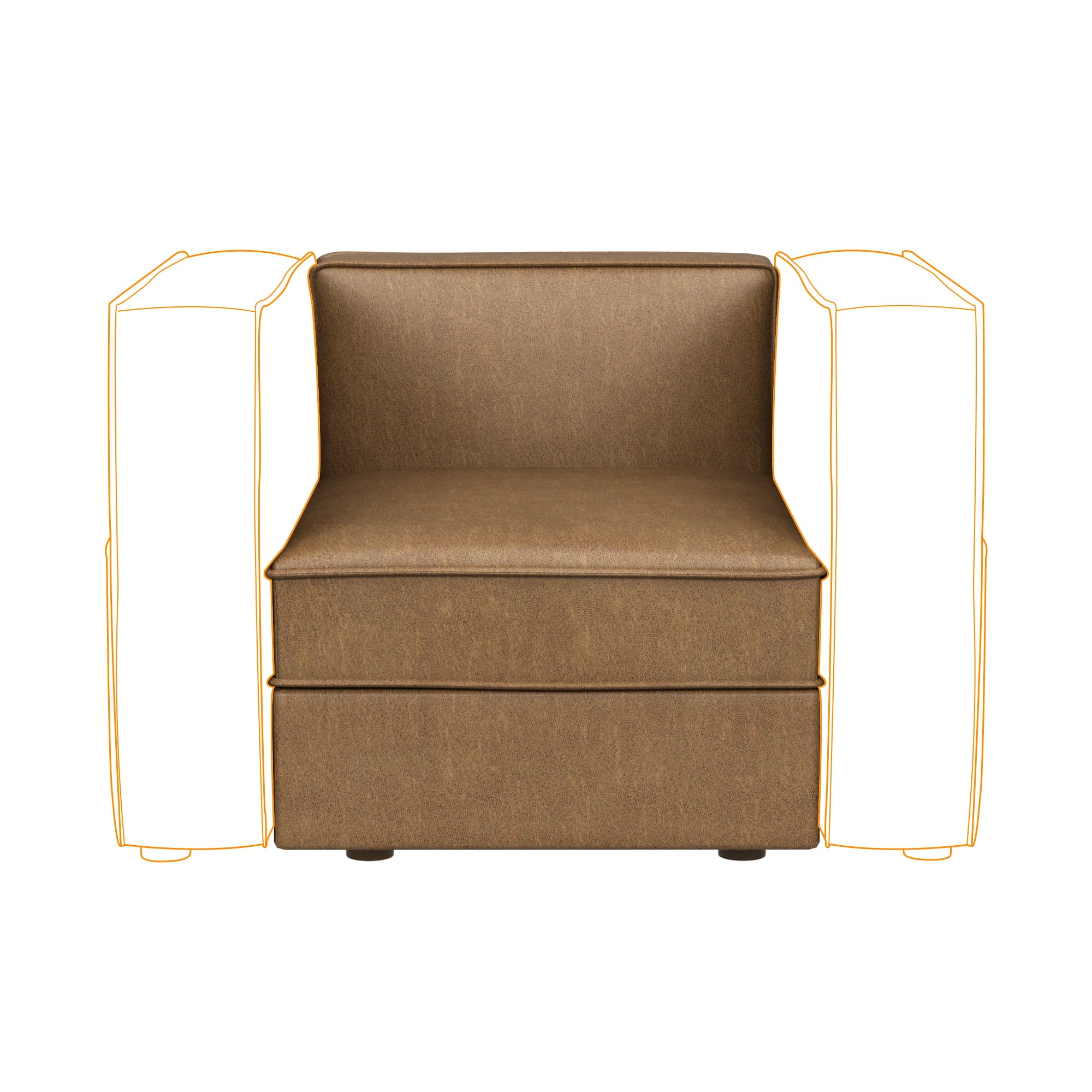 Nolany Armless Chair Module for Modular Sectional Sofa Single Sofa wiht Storage Seat, Caramel Microfiber