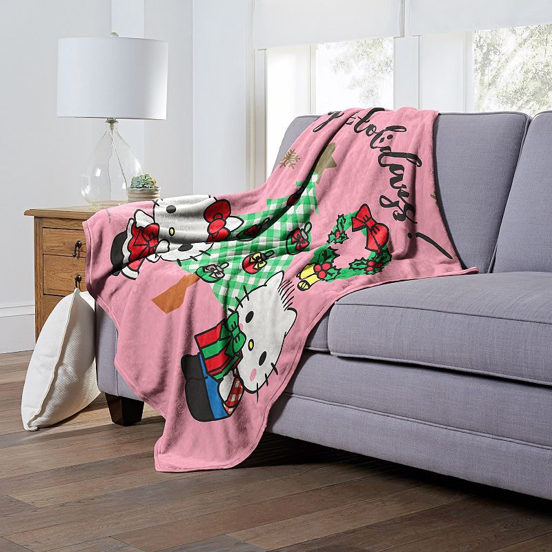 Sanrio Hello Kitty and Dear Daniel Happy Holidays Silky Touch Throw Blanket