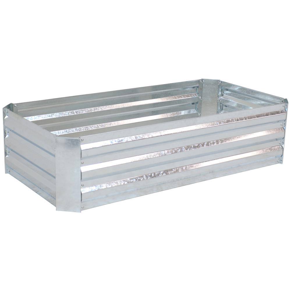 Sunnydaze Decor 48 in. Silver Galvanized Steel Rectangle Raised Bed HB-512