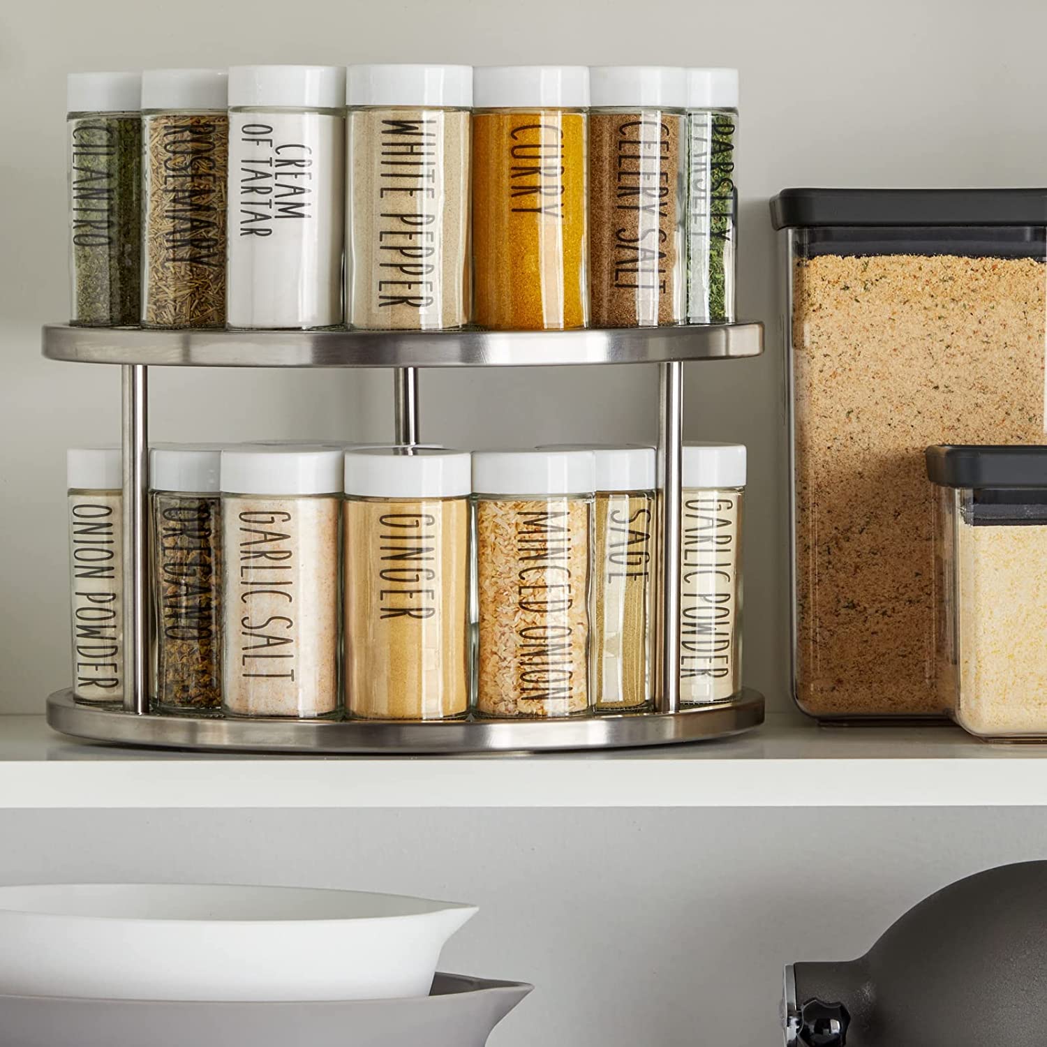 2 layers lazy turntable cabinet, rotating spice rack turntable