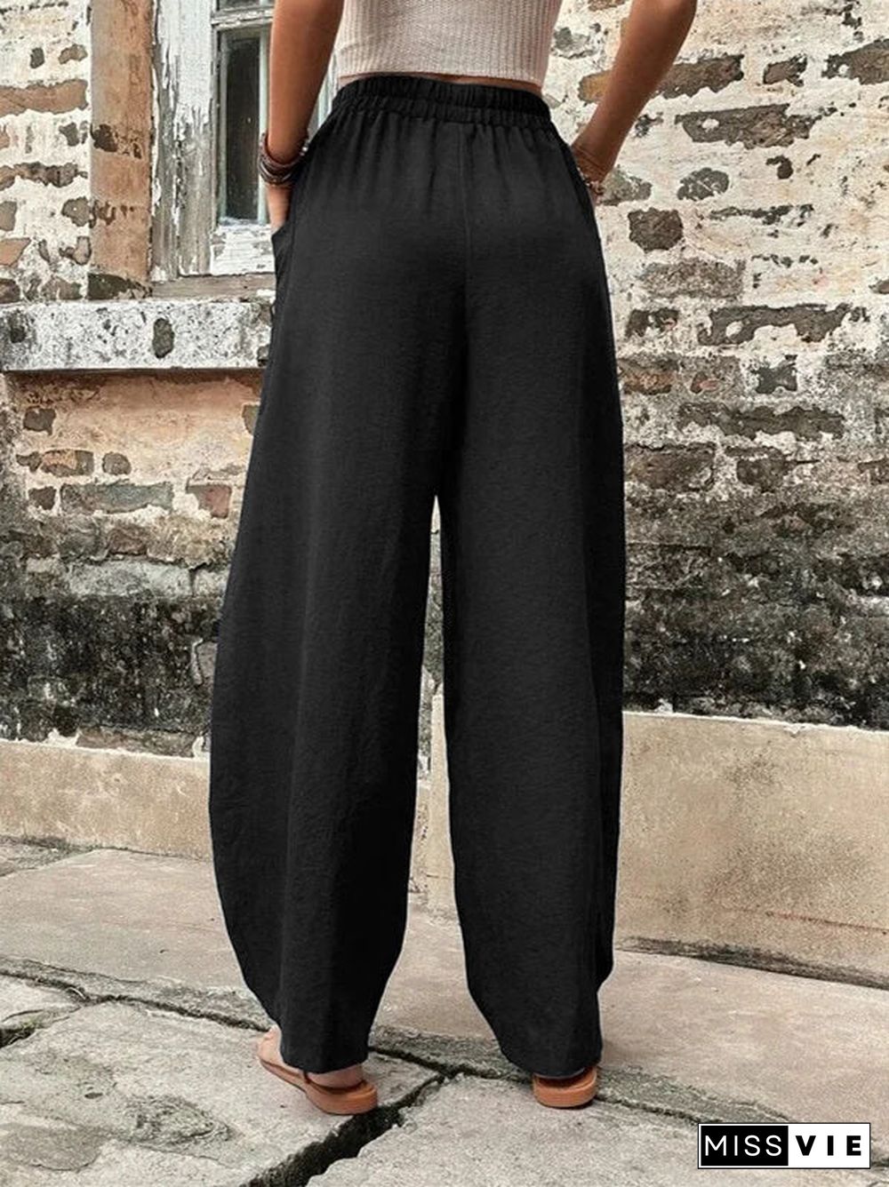 Women's Pocket Casual Pants Elastic Trousers